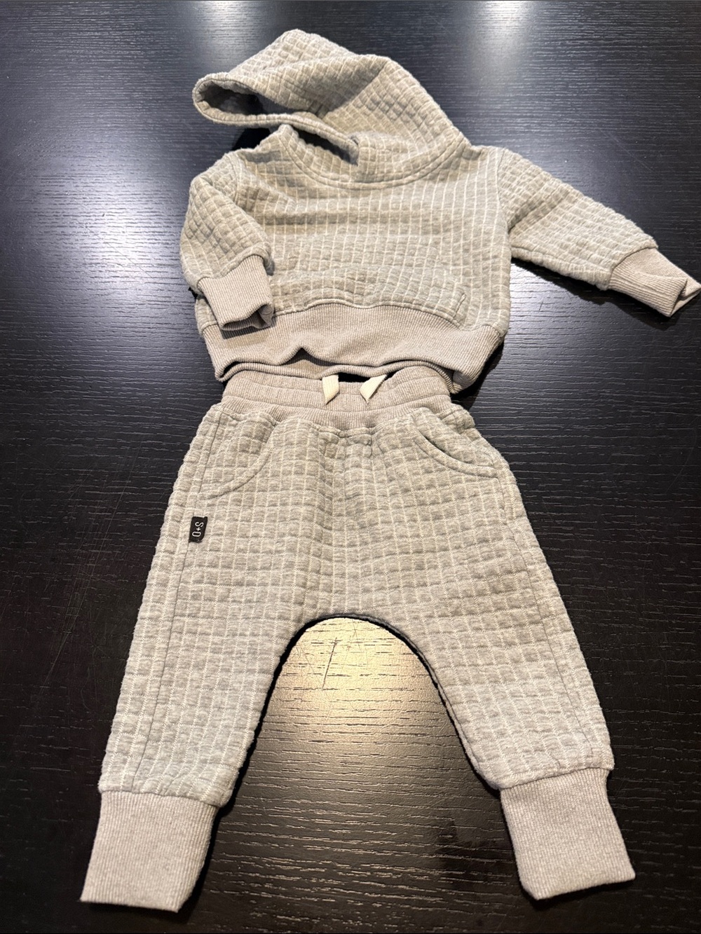 Quilted Kids Joggers - Light Gray Sweatpants